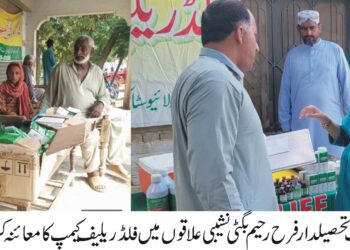 لیہ میں نائب تحصیلدار کا نشیبی علاقوں کے فلڈ ریلیف کیمپوں کا معائنہ، ڈپٹی کمشنر کی ہدایت پر تمام سہولتیں فراہم کی جا رہی ہیں