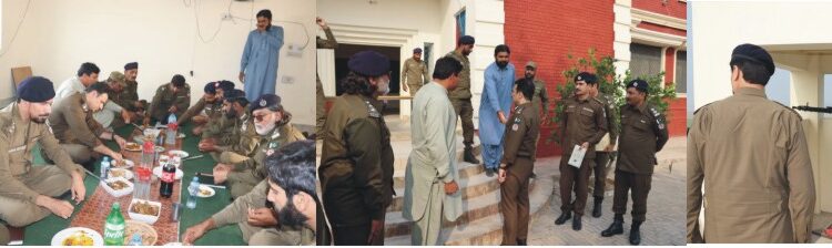 لیہ:ڈی پی او علی وسیم ریورائین چیک پوسٹ کا معائنہ کررہے ہیں آخر میں ملازمین کے ساتھ کھانا کھا اور مسائل سن رہے ہیں