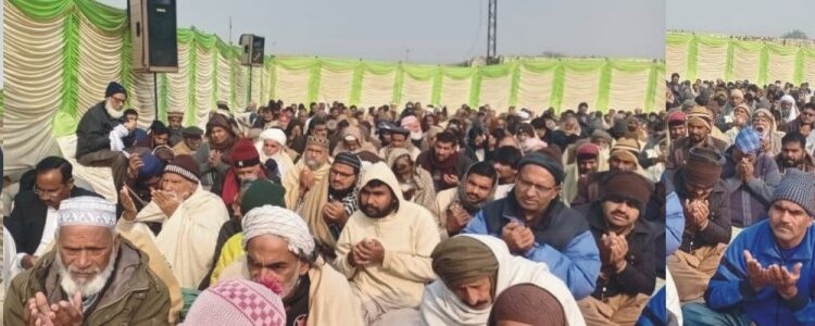 لیہ حافظ جمیل احمد خان اور مولانا سمیع اللہ ربانی تعزیتی اجتماع سے خطاب کرتے ہوئے۔